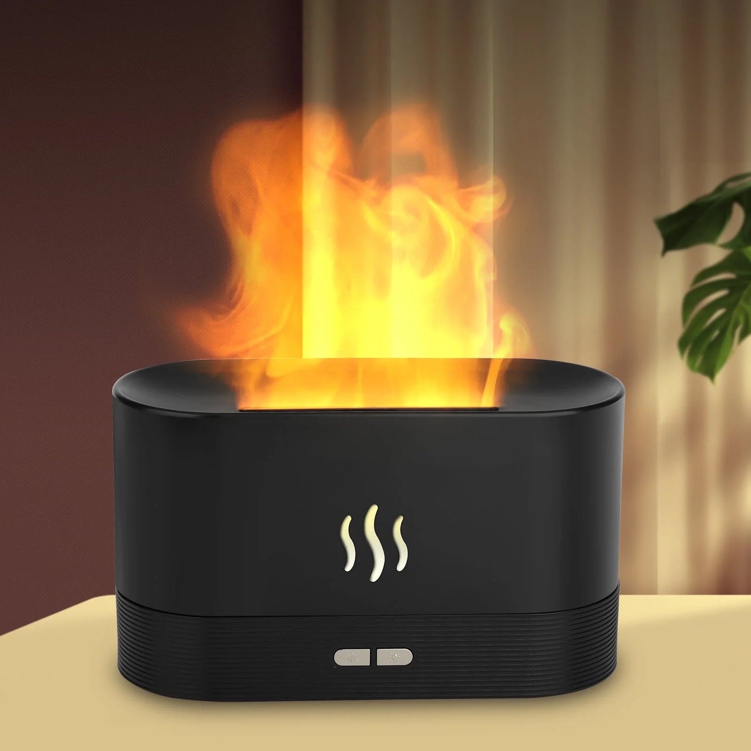 180ml Flame Air Humidifier and Essential Oil Diffuser with 3D USB Color-Changing Lights for Home, Office, Spa, and Gym